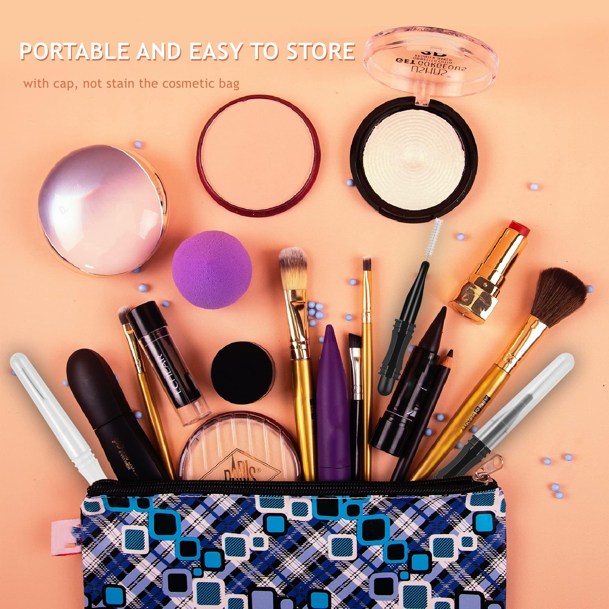 LONCHDAN 60 Pcs Micro Eyebrow Brush With Cap Micro Brow Brush Eyebrow Lamination Brush 2 Size Eyebrow Spoolie Brush Tools Portable Spooly Brushes Mascara Lash Brush for Eyelash Lift Extensions(2 Size)