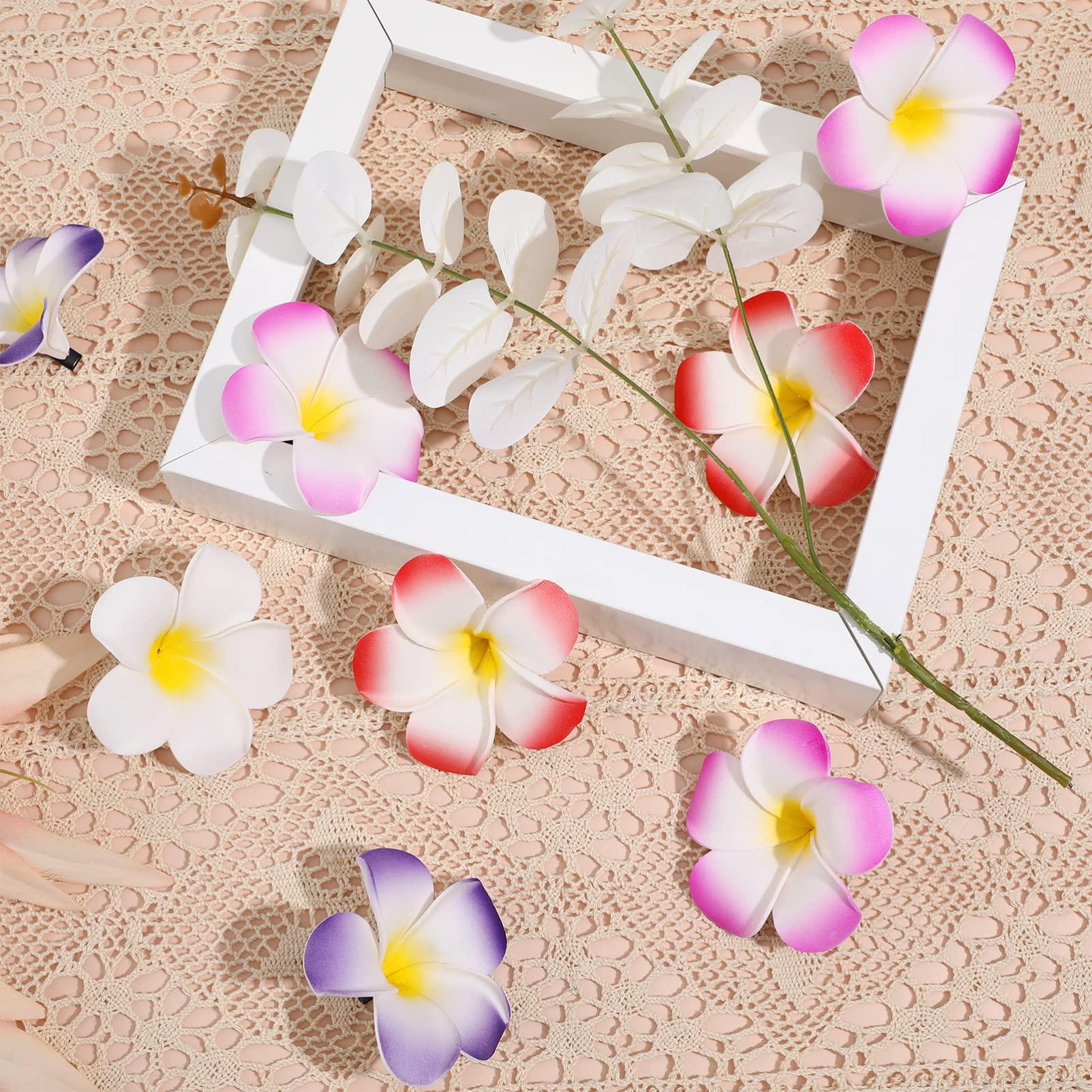 ABOOFAN 24 Pcs Frangipani Hair Clip Small Hair Clips for Women Hawaiian Plumeria Flower Hawaiian Flower Hair Barrettes Flower Hair Clips for Women Flower Clip The Flowers Eva Hairpin Miss