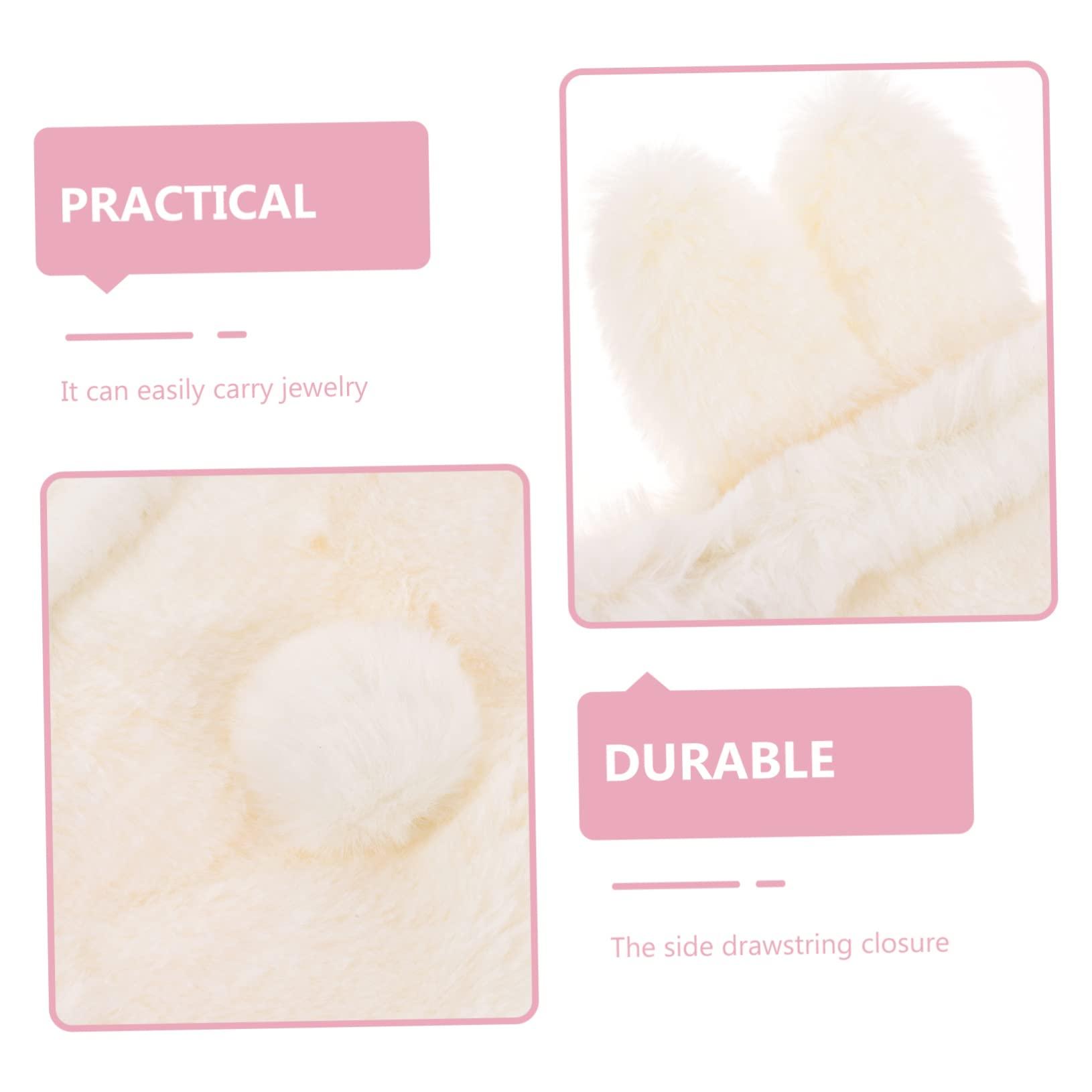 Beaupretty Beaupretty Plush Makeup Bag Drawstring Portable Cosmetic Storage for Girls Puffy Travel Organizer