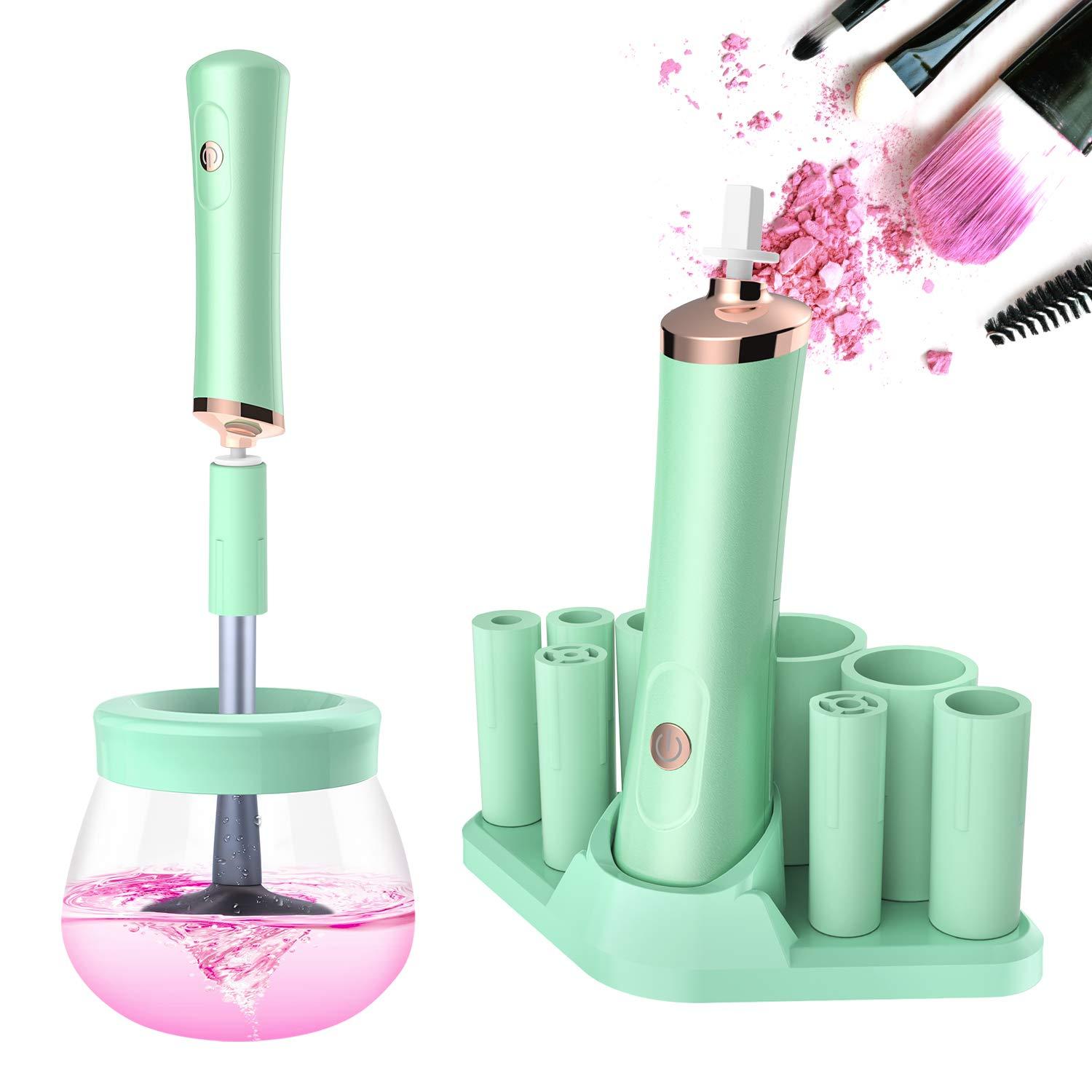 senbowe Senbowe Upgraded Makeup Brush Cleaner and Dryer Machine, Super-Fast Electric Brush Cleaner Machine with 8 Size Rubber Collars, Automatic Brush Cleaner Spinner Makeup Brush Tools