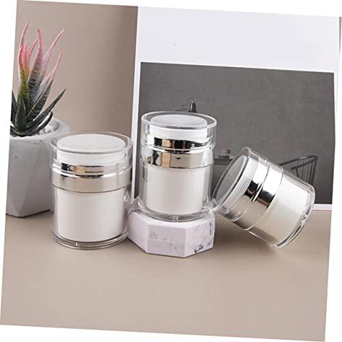 FOMIYES FOMIYES 4 Pcs Press Cream Jar airless Jars for Cosmetics airless Lotion Pump Bottle Pump Bottle Dispenser Pressing Type Bottle Cream Pump Dispenser jar pp Liquid Pump Acrylic Travel White