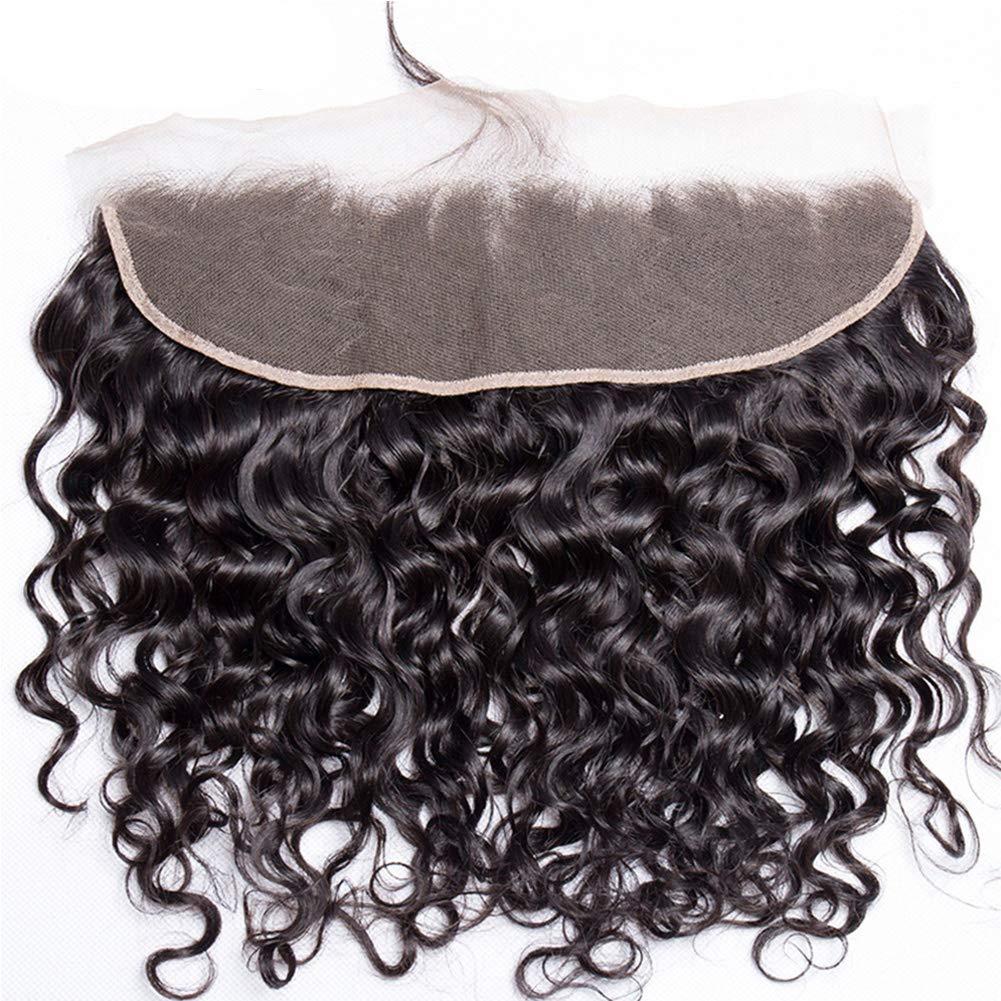 Nicewig Hair 13x4 Natural Wave Curly HD Transparent Lace Full Lace Frontal Closure Free Part Brazilian Virgin Hair Bleach Knots Bleached Hairline with Baby Hair Natural Color