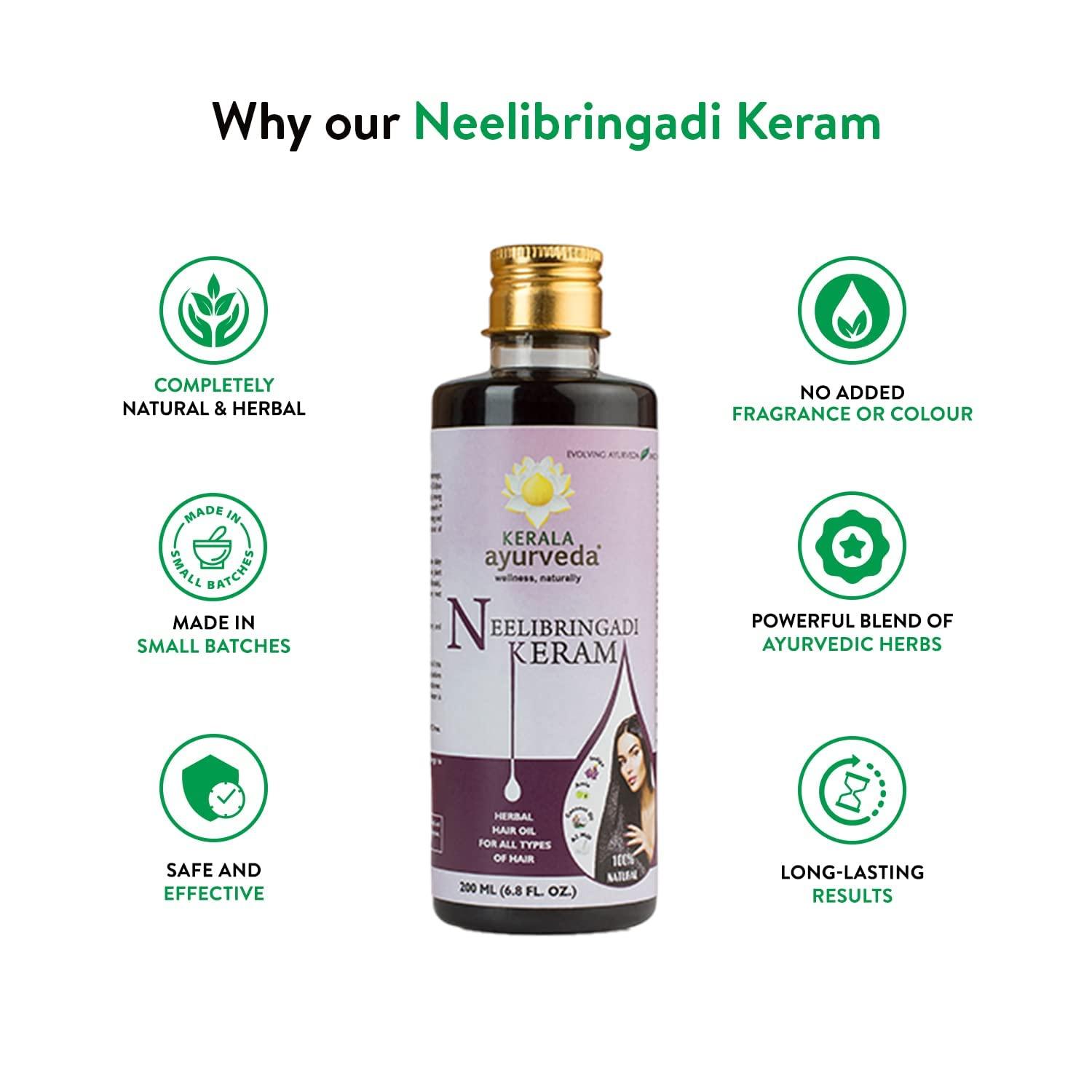 Generic Neelibringadi Keram 200 ml | Daily Hair Oil | Delays Premature Greying, Reduces Dandruff and Strengthens Hair| With Bringaraj, Neeli, Karnasphota, and Amla | Coconut Oil Base |