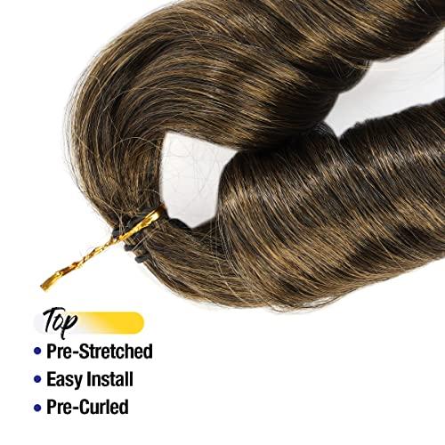 AU-THEN-TIC AU-THEN-TIC French Curly Braiding Hair 22 Inch French Curl Wavy Braids Spiral Curl Bouncy Braiding Hair for Goddess Box Braids Crochet Hair Extensions (9 Bundles (Pack of 3), 2-Dark Brown)