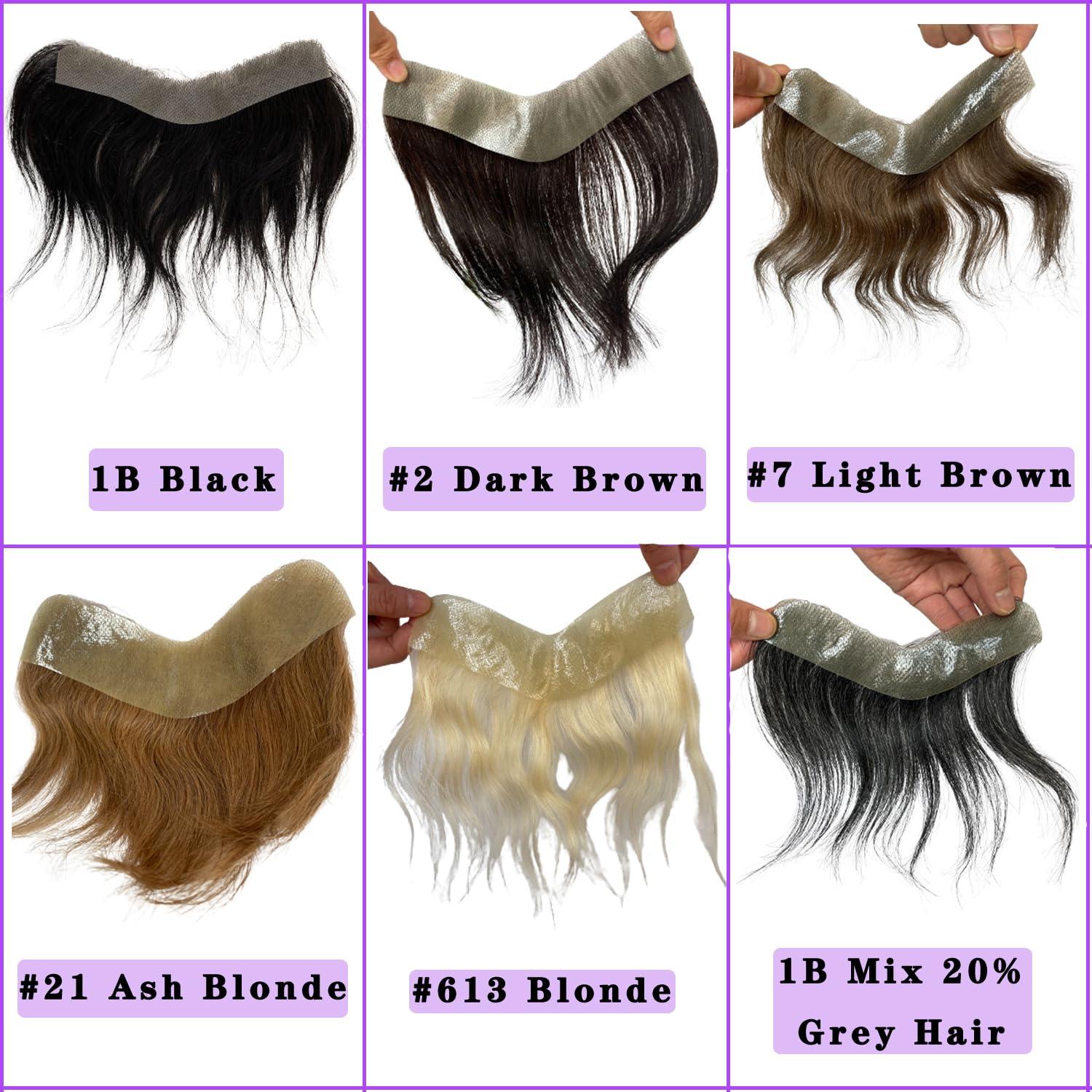 Voloria Voloria Frontal Hairpiece for Women Human Hair Extensions Forehead Hairline PU Skin Toppers Hair Replacement Toupee (1.18x6.69 Inch, 7 Light Brown Color)