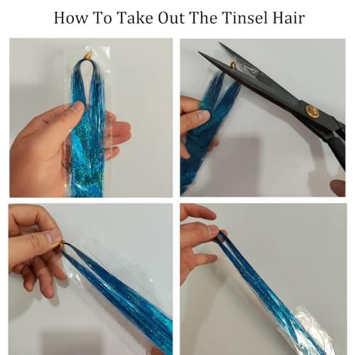 Sarannala Hair Tinsel Brown 50inch 8packs 1600 Strands Glitter Tinsel Hair Extensions Heat Resistant Highlights Sparkling Fairy Hair for Kids Women Girls(50 Inch, Brown)