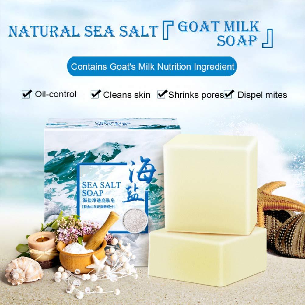 Fabulure Soap with Sea Salt Natural Goat's Milk for Face Dry and Natural Oily Skin, Remove Acne Anti-cellulite Soap (3.52 Oz)