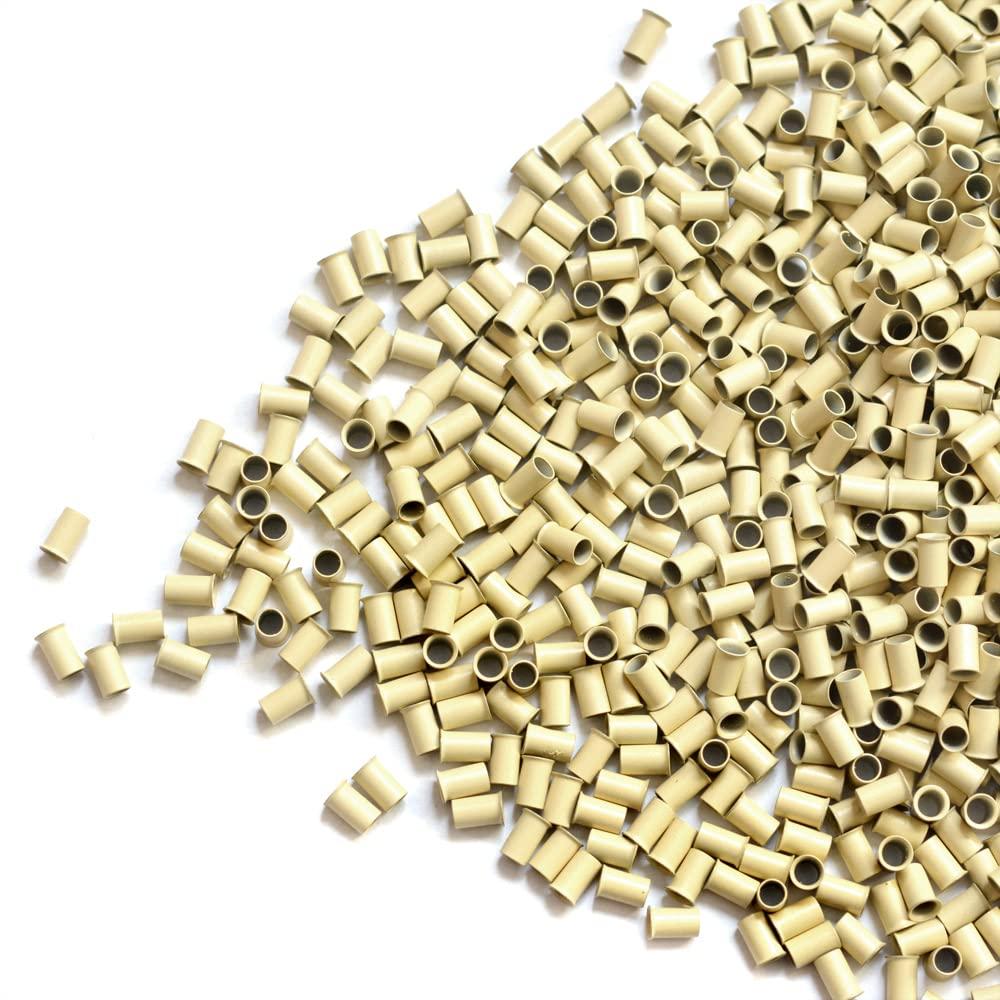 YANTAISIYU 1000 Pcs Flare Euro Lock Copper Tubes Micro Rings Links Beads for I-Tip Human Hair Extensions 3.4x3.0X6.0mm (Blonde)