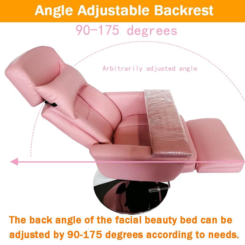INTBUYING INTBUYING Pink Facial Beauty Bed Chair Air Pressure Lifting Massage Bed Spa Table Salon Chair 360 Degree Rotating Adjustable Beauty Bed Chair for Beauty &Home Office Chair Load Capacity 440LB