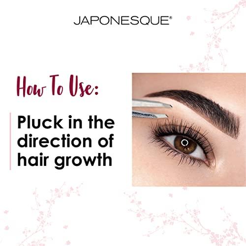 JAPONESQUE JAPONESQUE Slant and Point Tweezers Set, for Defining and Shaping Brows, Made with Hand-Sharpened Stainless, Ideal for Travel