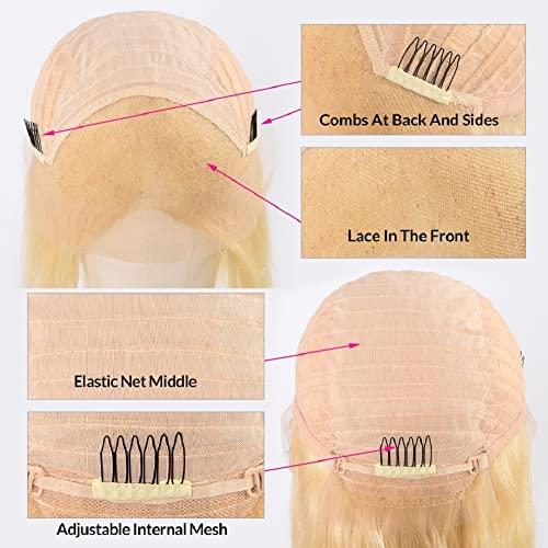 Ali Pearl Ali Pearl AliPearl Hair Wig #613 Blonde Body Wave 13x4 Lace Front Wigs Human Hair Pre Plucked For Black Women Brazilian Virgin Hair Glueless Transparent Lace Frontal Wig Lace Wigs (18inch)