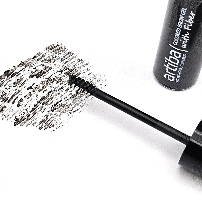 Artiba Artiba Colored Brow Gel with Fiber MADE IN USA - Fuller Brow instantly, Fills in sparse brows, Covers gray hairs and Long-lasting, Waterproof, Smudge proof, Cruelty Free (Soft Black)