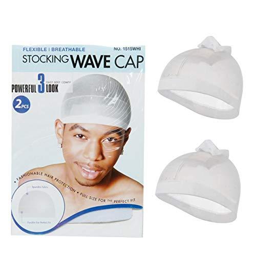 MAGIC MAGIC Stocking Wave Cap Pack Hair Du Rag - 1 Black and 1 White, Spandex Fabric, Flexible, Breathable, one Size, Comfortable, Wig, Hair Extensions, Wig Cap, Stays on Your Head