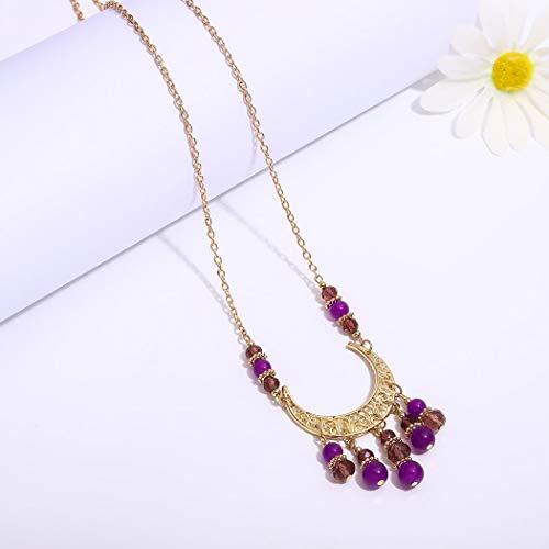 Bomine Bomine Boho Head Chain Forehead Crescent Moon Hair Chain Crystal Gypsy Jewelry Headpieces Hair Acessories for Women and Girls (Gold)