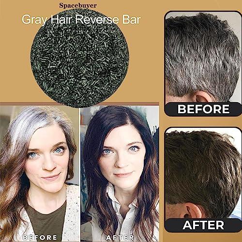 Spacebuyer Gray Hair Reverse Bar, Grey Hair Reverse Bar, Mane Gray Reverse Shampoo Bar Reverse Grey Hair Bar Shampoo - Gray White Hair Repair Natural Hair Darkening Shampoo Bar (1PCS)