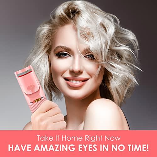MGDYSS Heated Eyelash Curlers, Electric Eyelash Curlers, Rechargeable Lash Curler with Flexible Silicone Pad, Long-Lasting, Natural Curling Eye Lashes, Pink