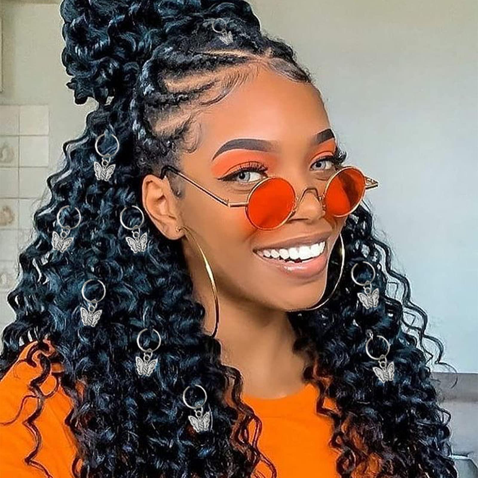 NAISKA NAISKA Retro Silver Butterfly Hair Clips for Dreadlocks, Braids Accessories, Women\'s Hair Jewelry - Butterflies Cuffs, Charms, Rings (12PCS)