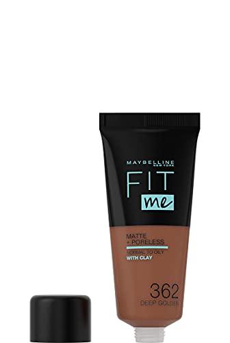 MAYBELLINE Maybelline Fit Me Foundation, Medium Coverage, Blendable With a Matte and Poreless Finish, For Normal to Oily Skin, Shade: 362 Deep Golden, 30ml