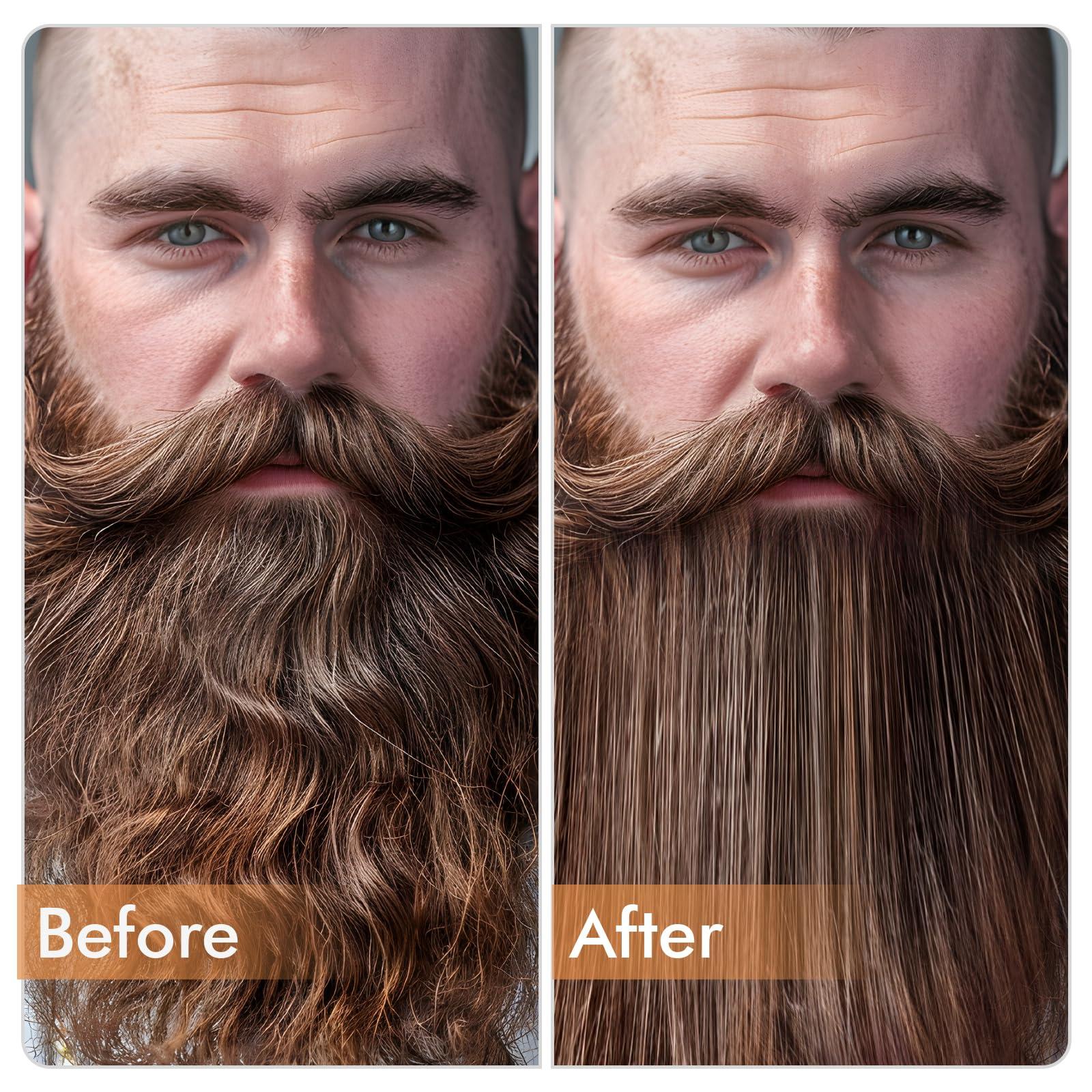 TUIREL TUIREL Beard Straightener for Men, 2 in 1 Heated Beard Brush, 6 Temperature Settings LCD Display Anti-scalding Hot Comb for Beard Care Kit for Men Gifts Set