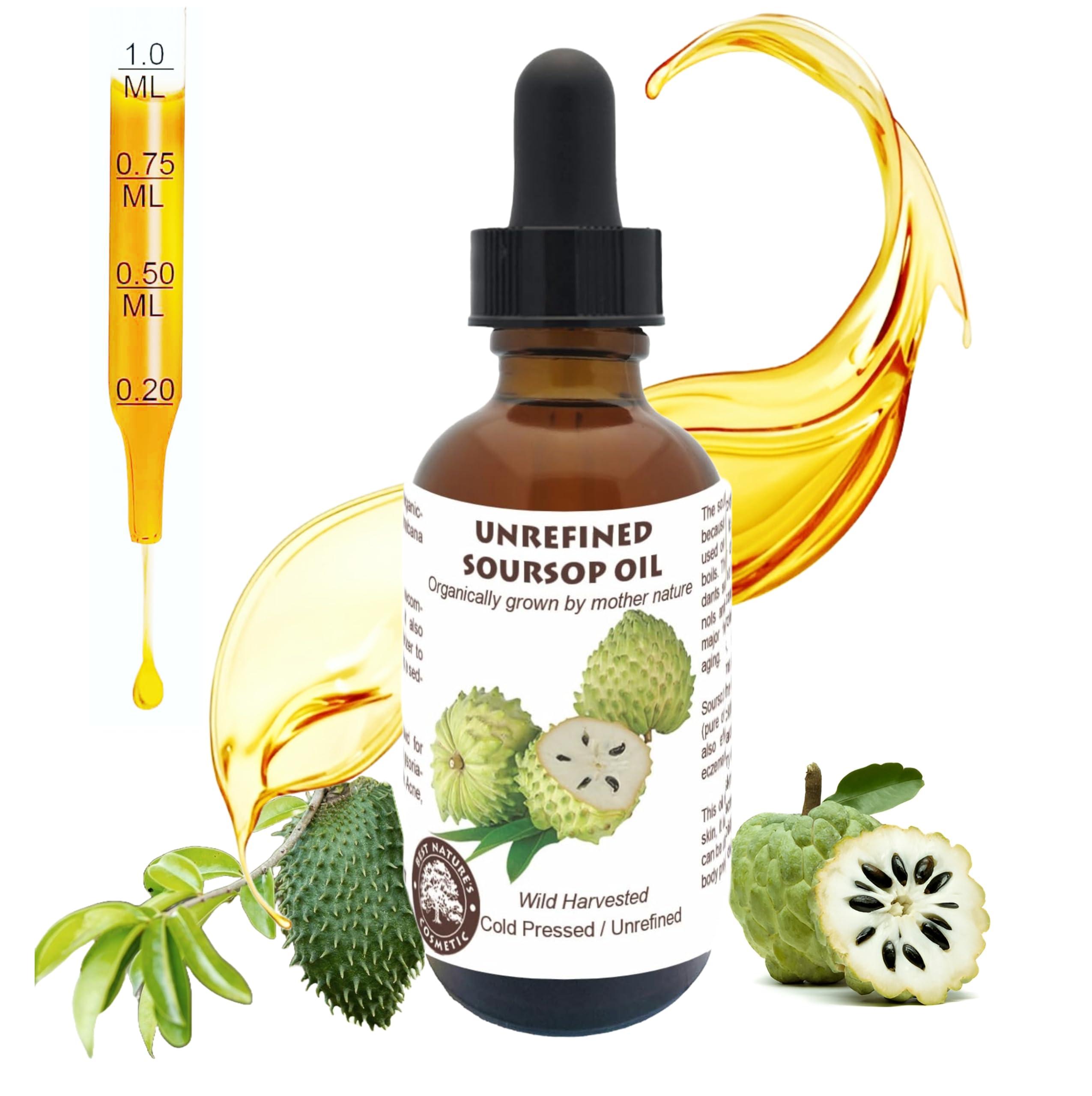 Best Nature\'s Cosmetics Best Nature\'s Cosmetics Virgin Soursop Graviola Guanabana Oil (Organic, Undiluted, Cold Pressed, Unrefined) 1 oz / 30 ml  Natural Moisturizer for Dry and Damaged Skin.