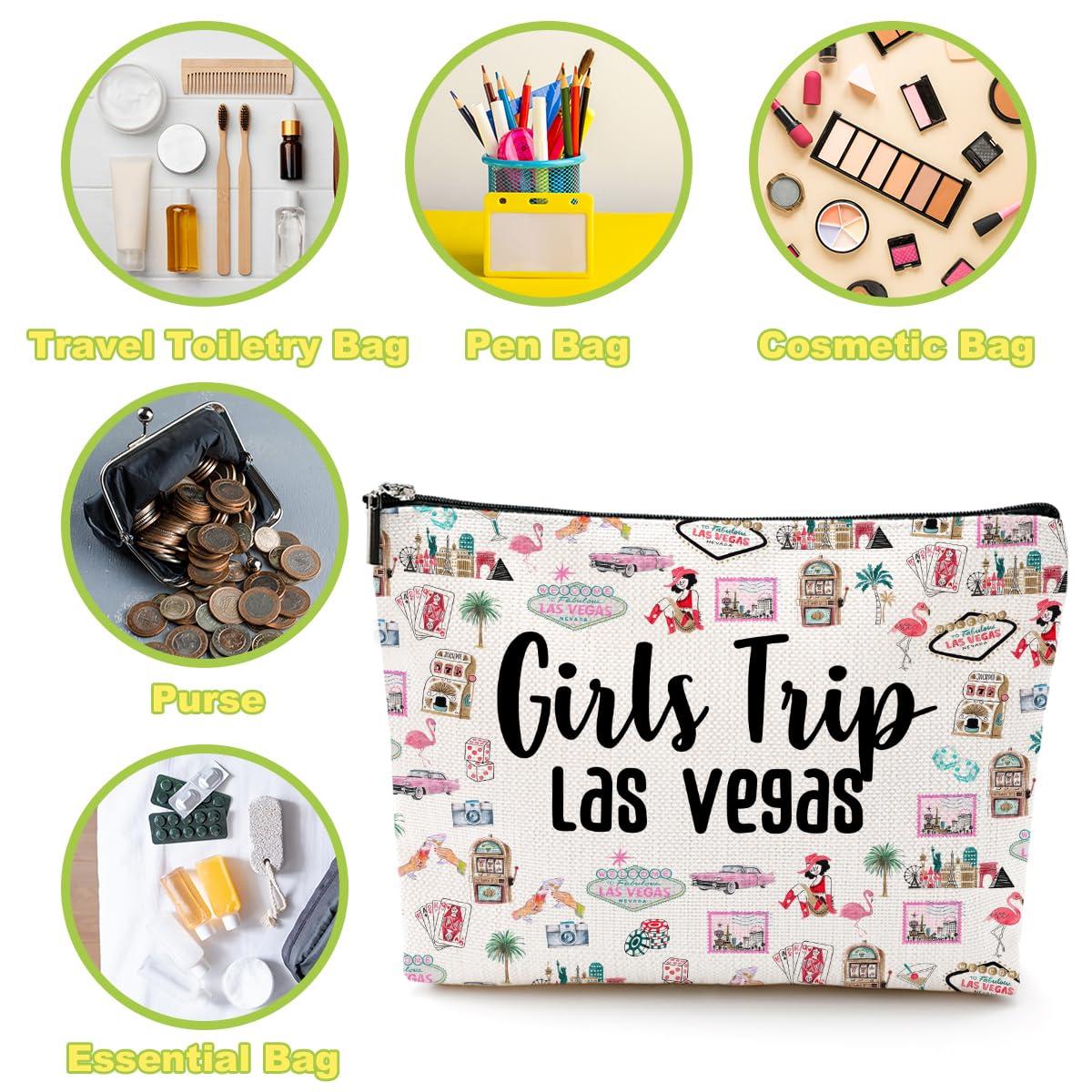 EIXU Las Vegas Lover Gifts Makeup Bag Cosmetic Bag Girls Trip Gifts Favors Girls Weekend Gifts Las Vegas Travel Souvenir Merch Birthday Friendship Gifts for Women Daughter Traveller Birthday Christmas