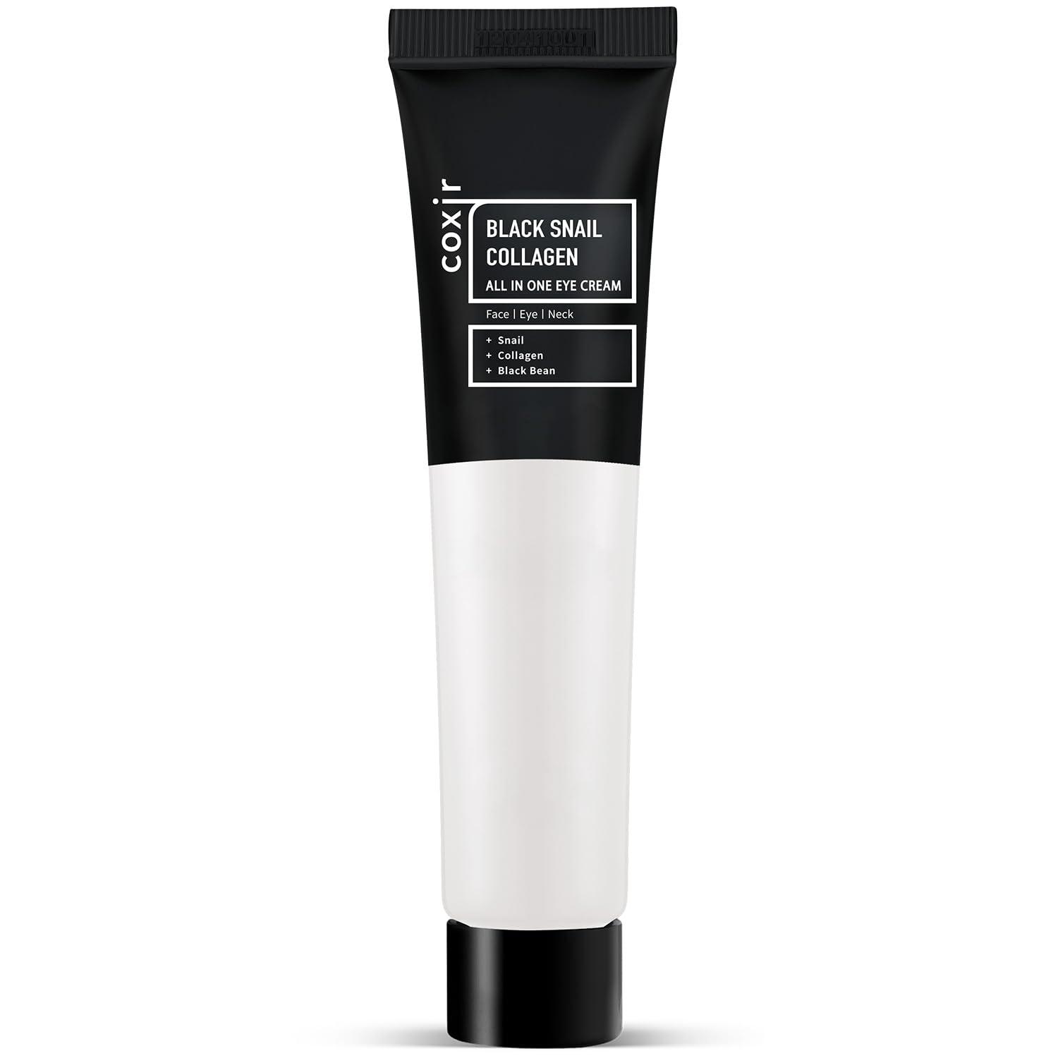 COXIR coxir BLACK SNAIL COLLAGEN ALL IN ONE EYE CREAM for eye, neck and face | Black-3-Complex: Black Rice, Collagen| Paraben Free, Cruelty Free, Good for Christmas Stocking Stuffers [30ml/1.01 fl.oz]
