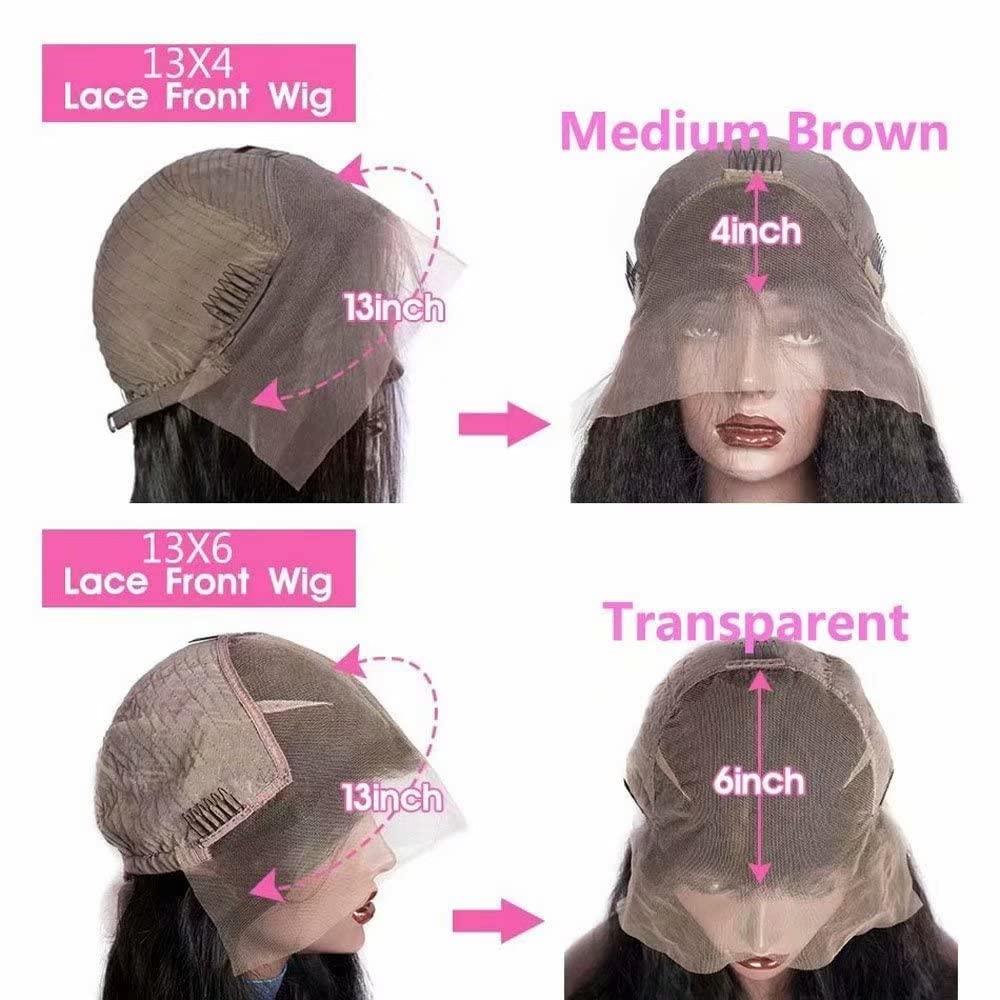 Imeya Imeya 24 Inch Yaki Lace Front Wigs Human Hair Natural Black Color Kinky Straight Human Hair Wig Brazilian Remy Hair Pre Plucked with Baby Hair Can be Washed and Ironed Wig 150% Density 13x6 HD Lace