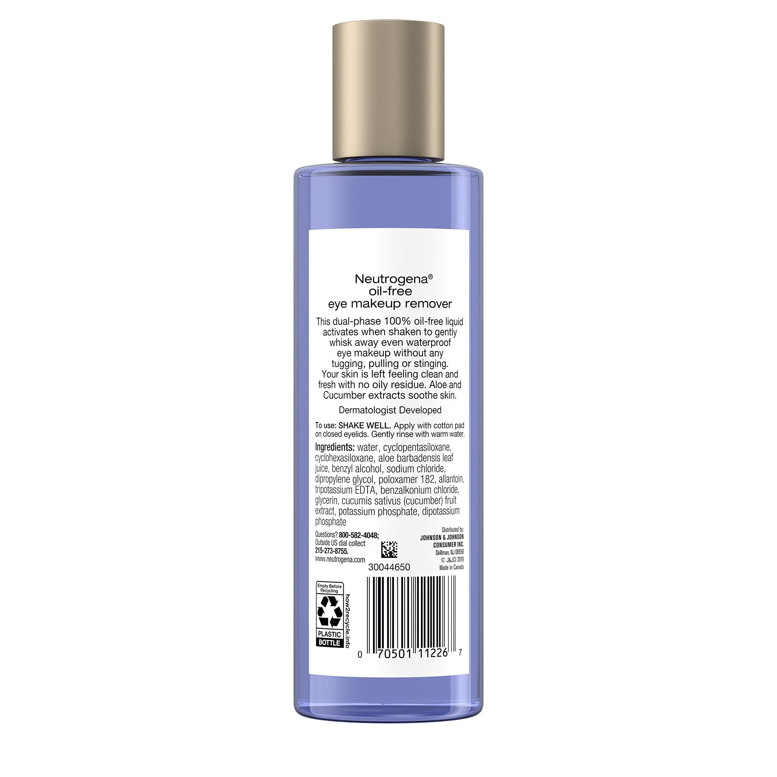 Neutrogena Neutrogena Gentle Oil-Free Eye Makeup Remover & Cleanser for Sensitive Eyes, Non-Greasy Makeup Remover, Removes Waterproof Mascara, Dermatologist & Ophthalmologist Tested, 8.0 fl. oz (Pack of 2)