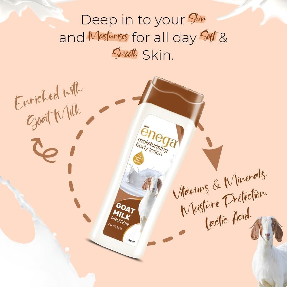 enega enega Moisturizing Body Lotion for Dry Skin | Almond Essentials| Alovera| Soya| Goat Milk| For Men Women And Girls For Dry Skin Moisturizing (Goat Milk (25.36 Fl Oz))