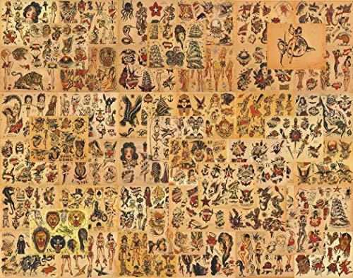 Tattoo Life Sailor Jerry Traditional Vintage Style Tattoo Flash Collection 135 Sheets 11x14" Old School, Traditional Designs