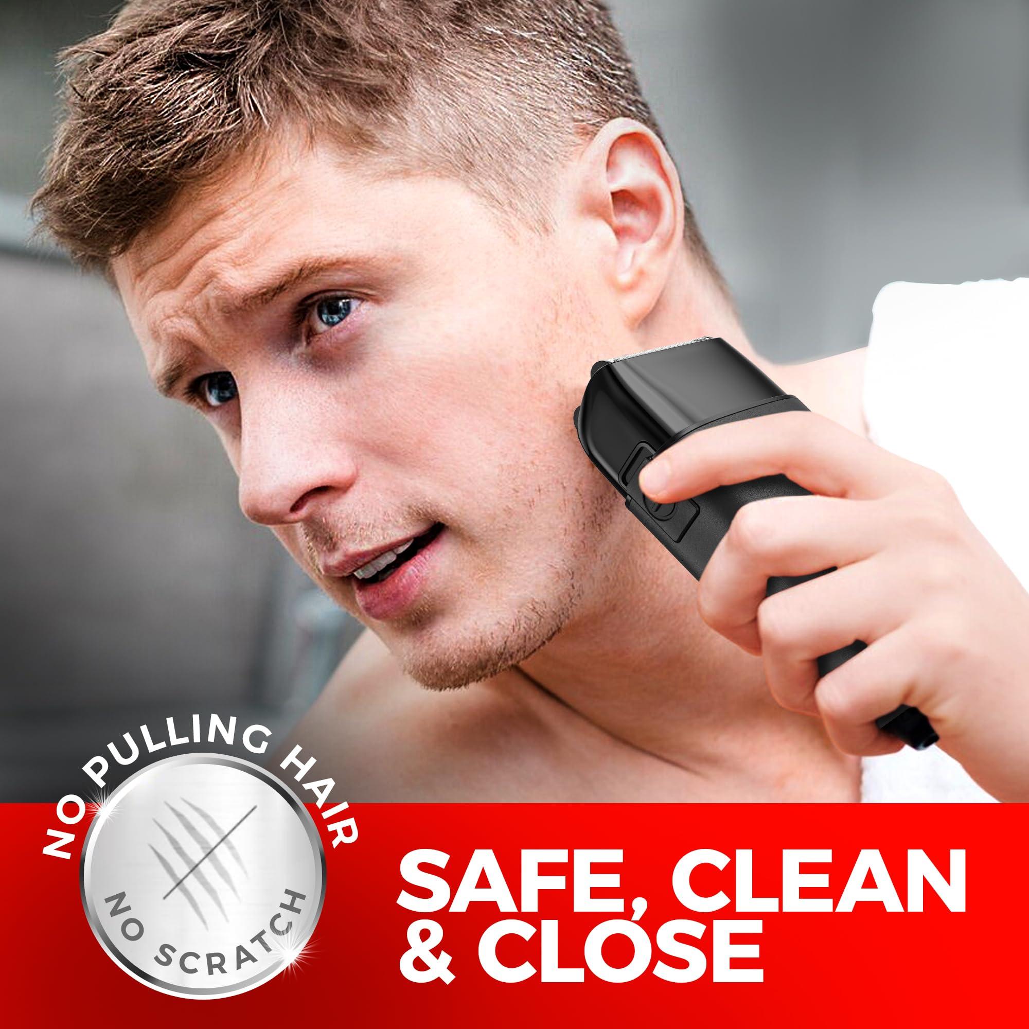 OVLUX Metal Shell Three Blades Foil Shaver for Men: Dual-Foil with Trimmer - Ideal Barber Face Shavers for Bald Heads, Perfect Gifts for Men, Him, Dad, Father, Husband