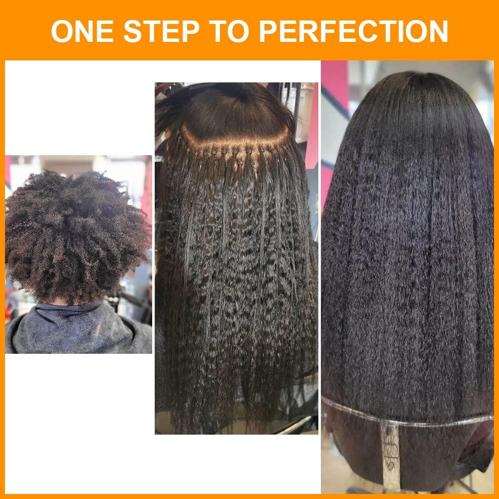 N NIAWIGS Kinky Straight Micro Link Extensions Hair Human Hair Niawigs Micro Links Hair Extensions for Black Women 100 Strands Micro Loop Human Hair Extensions 12 Inches 70G Natural Black
