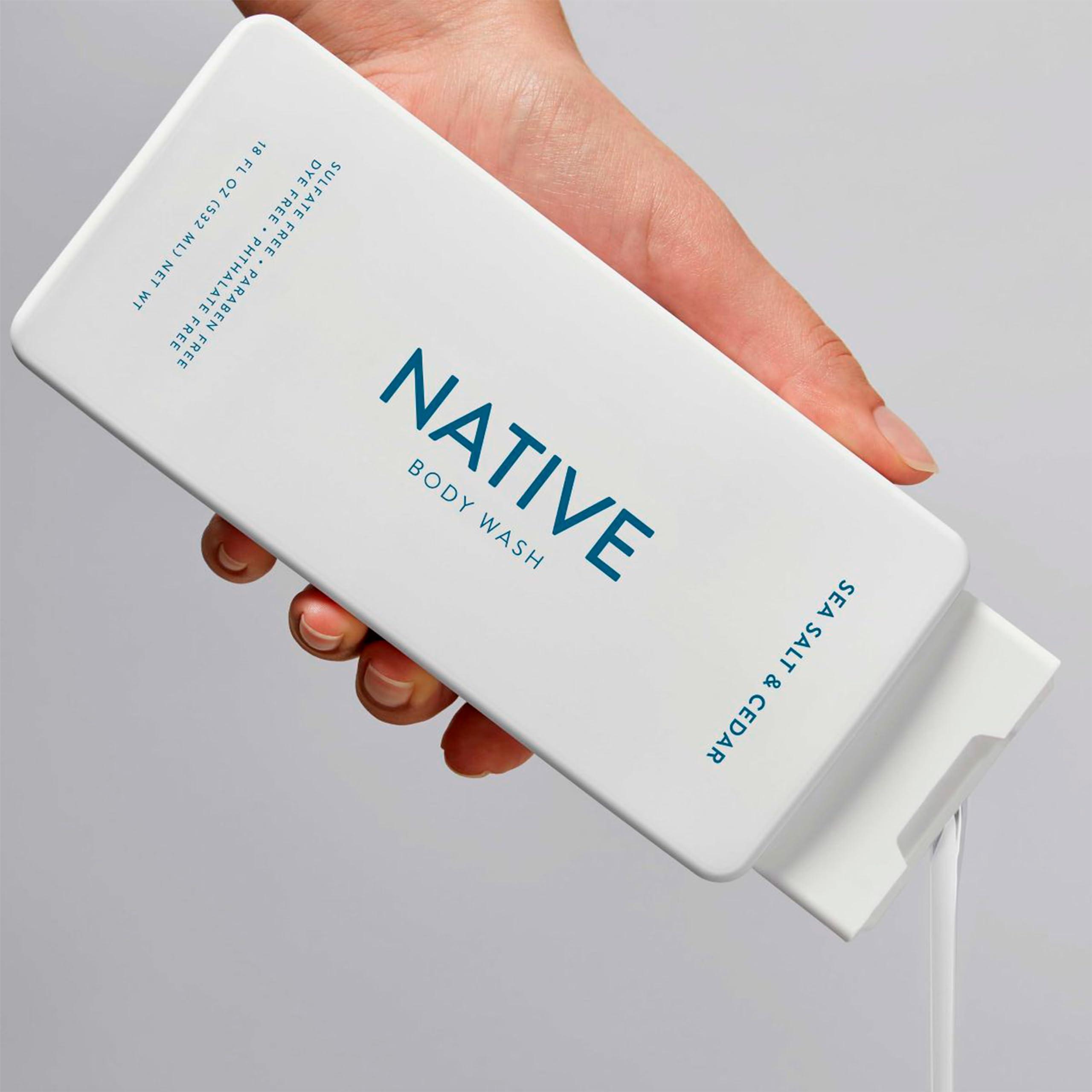 Hair Care And Body Wash Native - Hair and Body Wash - 2 in 1 Shampoo and Conditioner And Body Wash - Sea Salt & Cedar - Contain Naturally Derived Ingredients | All Hair - 16.5 and 18 FLOz - Pack Of 02