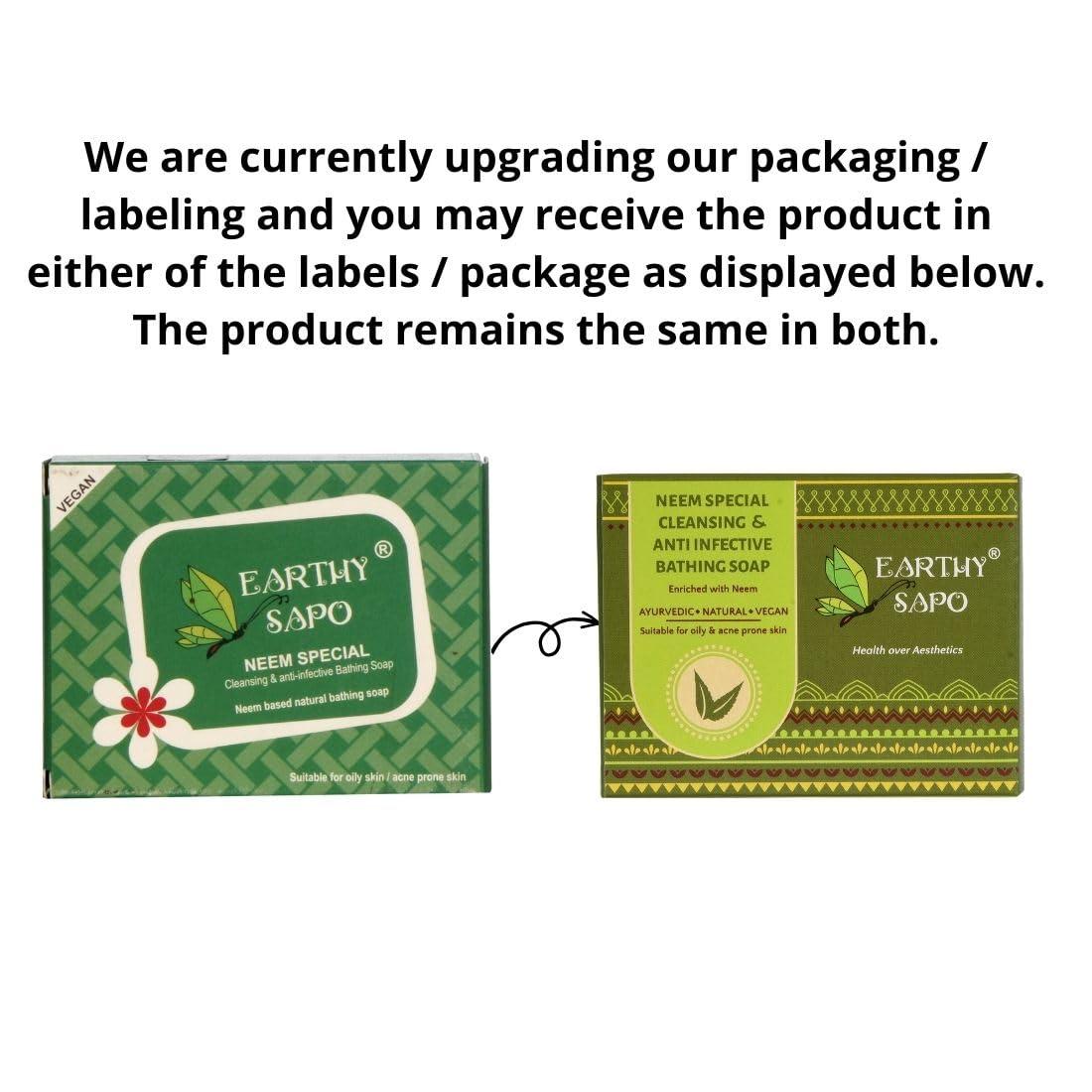 Earthy Sapo Earthy Sapo Cleansing Bathing Soap, Neem, oily skin, 3.52 oz/ 100 G (Pack Of 1)