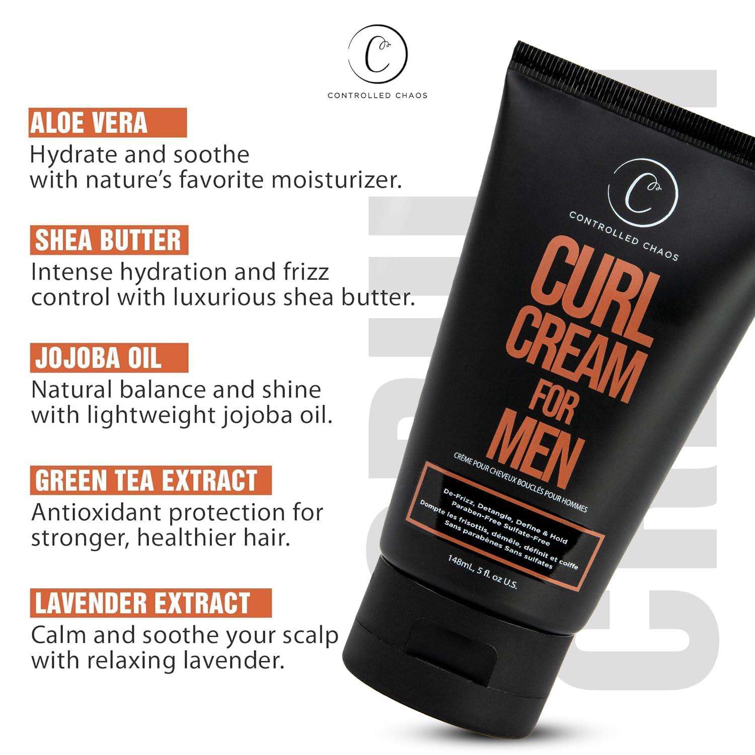 Controlled Chaos Controlled Chaos Curl Cream for Men - Hair Styling Cream For Wavy and Curly Hair With Shea Butter, Jojoba Oil, Coconut Oil, add Smoothness, Anti-frizz, Sulfate-Free Curl Cream (5oz)