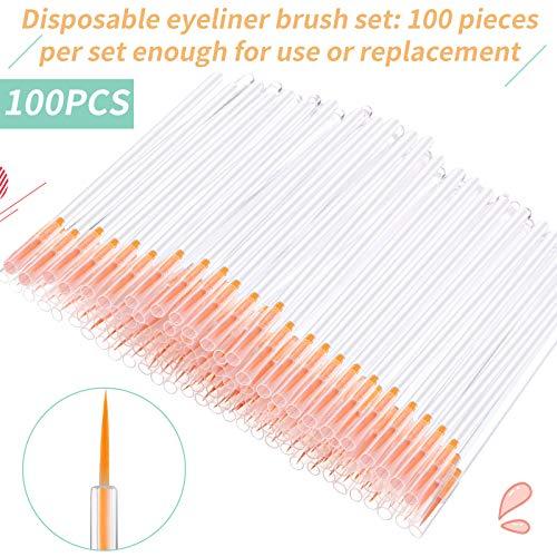 EBOOT eBoot 100 Pack Disposable Eyeliner Brush Applicator Cosmetic Eye Wands Makeup Tool (Clear)