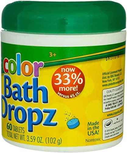 Crayola Taste Beauty Crayola Color Bath Dropz for Ages 3 and Up, Colorful Bath Bombs for Kids, 60 Tablets