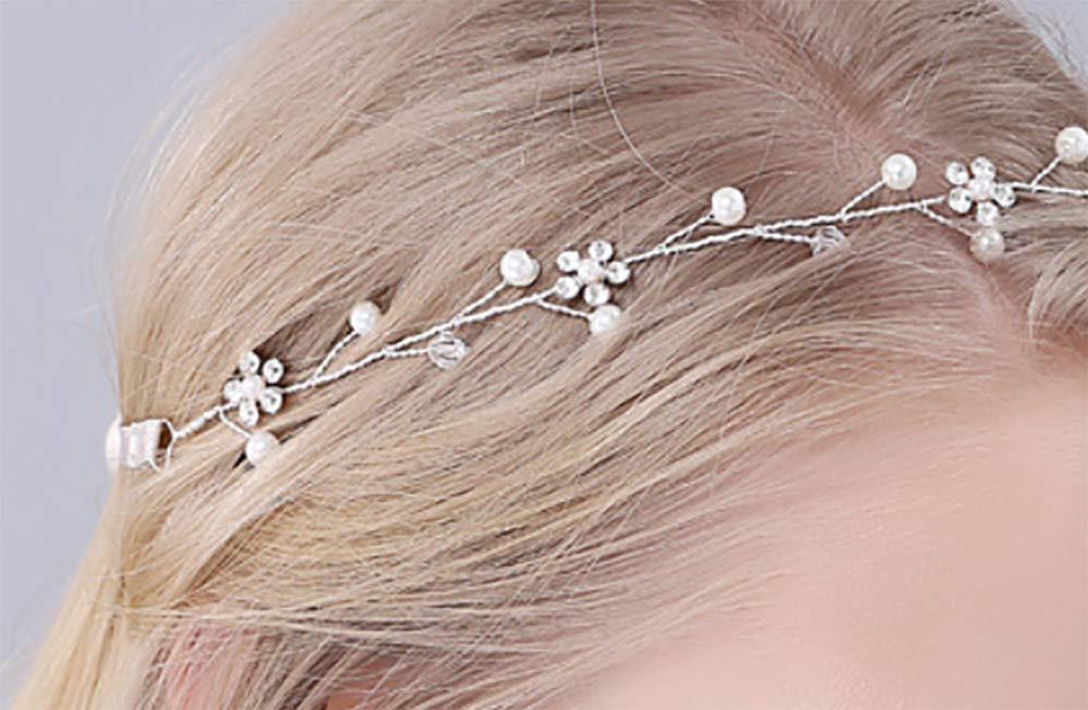 BesYouSel BesYouSel Bridal Headband Plum Blossom Rhinestone Bride Headdress Hair Hoop Simple Bridesmaid Head-wear Accessories Jewelry Hair Bands for Women and Girls,Gold,Pack of 2