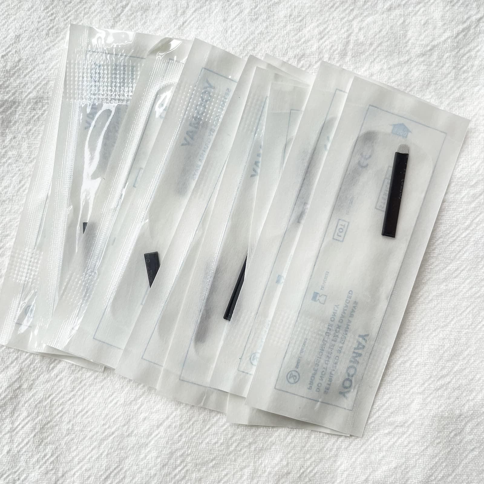 Yoomay Yoomay U16 50Pcs Disposable Microblading Needles with 0.18mm Diameter,Permanent Makeup Supplies Manual Eyebrow 16 Pins U Shape Shading Blades