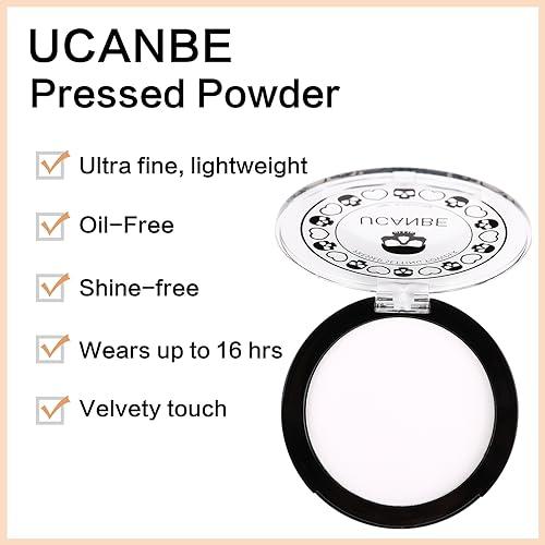 UCANBE UCANBE White Pressed Setting Powder for Special Effects & Halloween Makeup, Translucent Matte Finishing Powder, Baking White Face Powder for Long Lasting Coverage, Portable Compact