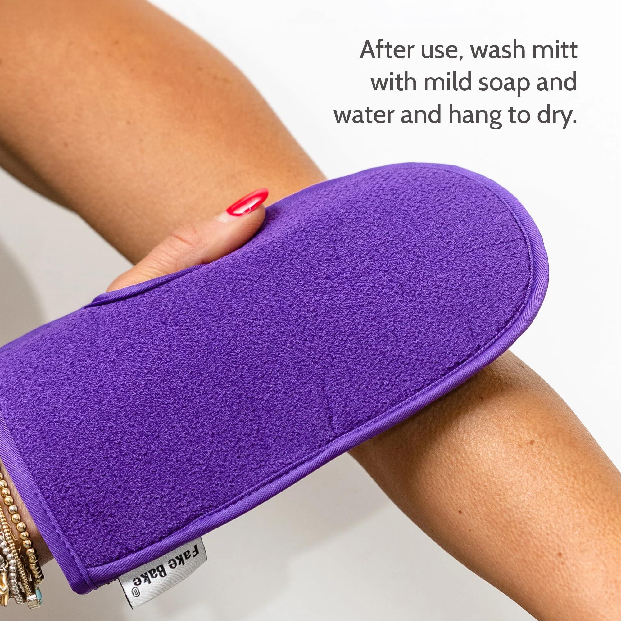 Fake Bake Fake Bake In The Buff Exfoliating Mitt - Washable Reusable Self Tanner Lotion, Spray or Foam Prep Glove for Buffed Tan-Ready Skin - Dead Skin Remover, Buffer, Smoother - 1 Professional Mitt
