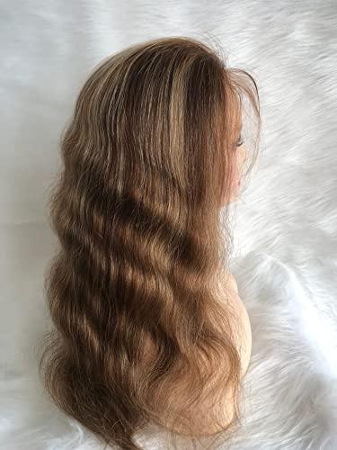 Guanyuwigs Guanyuwigs 13x4 Body Wave Highlight Lace Front Human Hair Wig Transparent Lace Wig 4/27 (14inch)