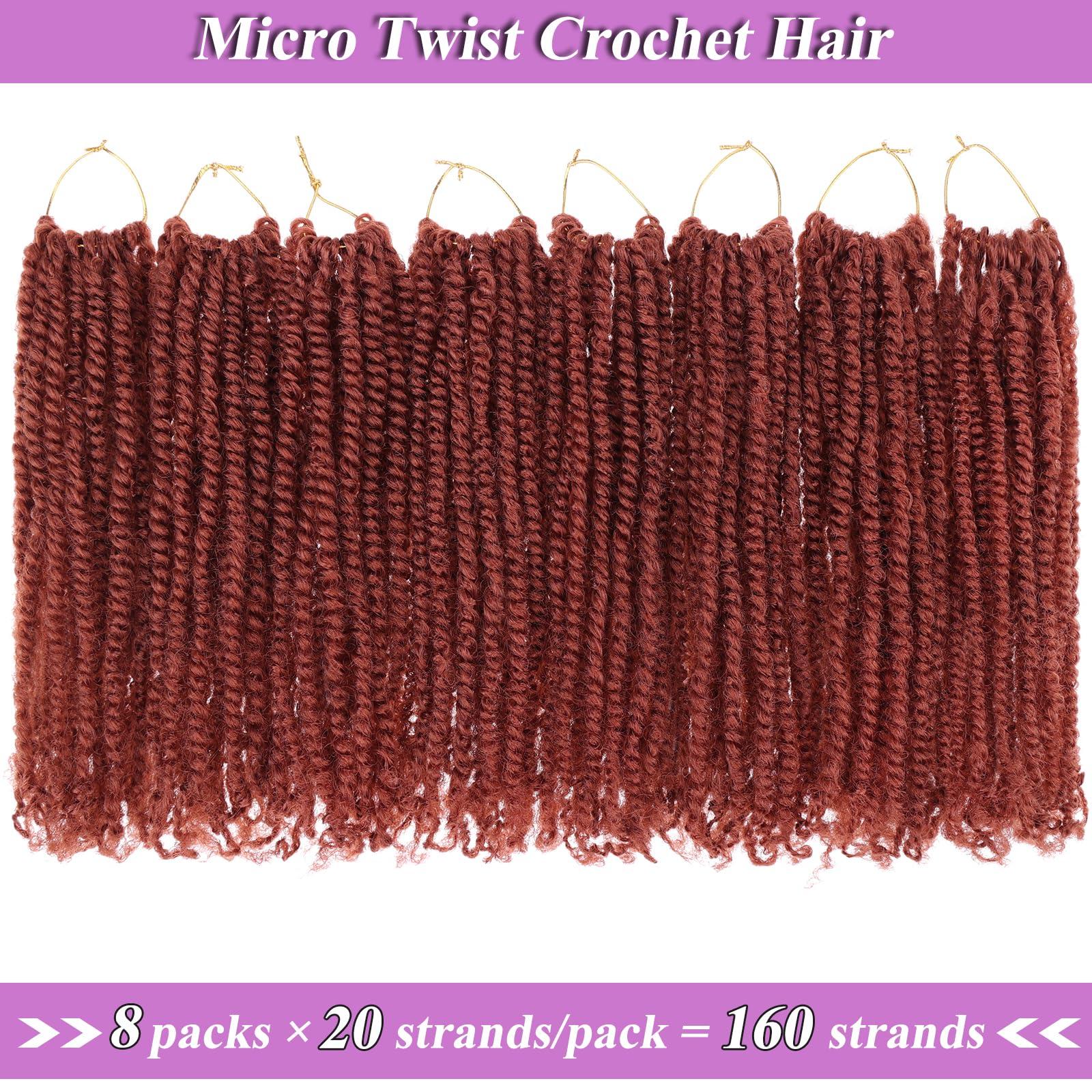ZRQ ZRQ 12 Inch Micro Twist Crochet Hair Bob Crochet Braids Pre looped Mini Passion Twist Mini Senegalese Twist Crochet Hair Pre-looped Hair Red Micro Braids Crochet Hair Extensions Crochet Braids
