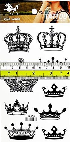 PARITA Waterproof Tattoos PARITA Tattoos Temporary Beautiful Imperial King Queen Crown Tattoo Fake Stickers Cartoon Tattoo Art Fashion Fantasy Fun Party Waterproof Removable for Kids Teens Adults (1 Sheet.) (11)