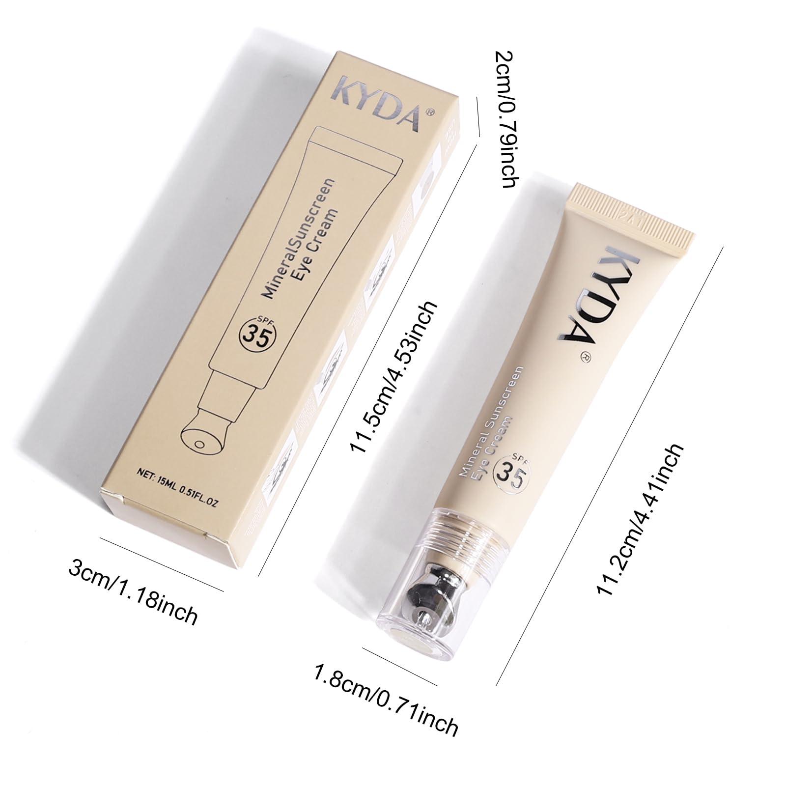 KYDA KYDA Mineral Sunscreen Eye Cream, SPF 35, 3-in-1 Under Eye Cream for Dark Circle and Fine Lines