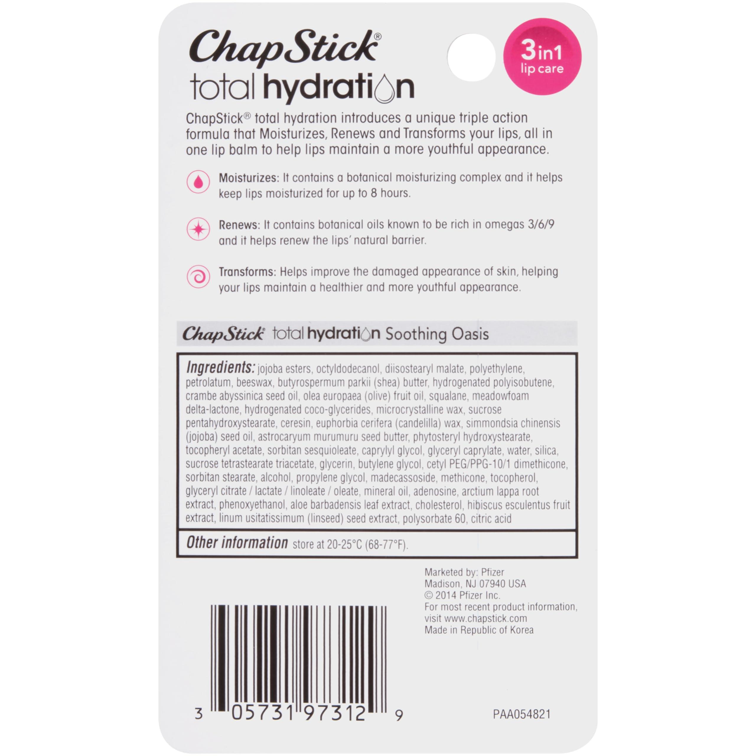 ChapStick ChapStick Total Hydration Soothing Oasis Moisturizing Lip Balm Tube, Lip Balm for Lip Care - 0.12 Oz