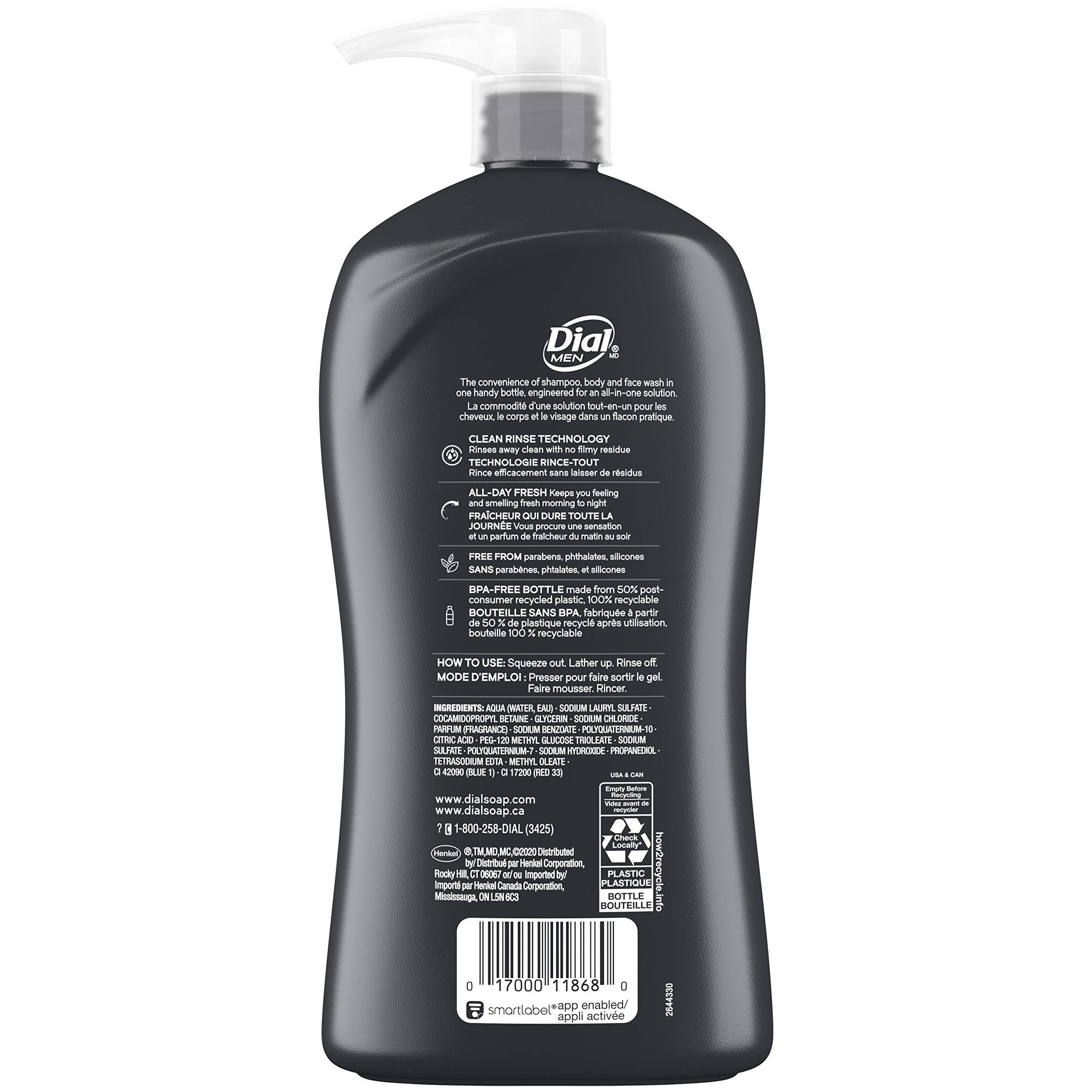 Dial Dial Men 3in1 Body, Hair and Face Wash, Ultimate Clean, 32 Fl Oz (Pack of 2)