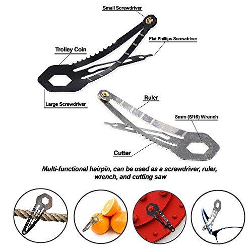 West Coast Paracord Silver Tactical Survival EDC Multi-Tool Hair Clip - Emergency Utility Kit (20 Pack)