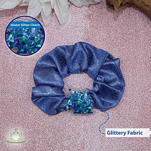 FROG SAC FROG SAC 6 PCS Shaky Glitter Unicorn Hair Scrunchies for Girls, Glitter Fabric Scrunchies Pack with Unicorn Charms, Cute VSCO Kids Hair Accessories for Girls, Unicorn Hair Stuff Party Favors