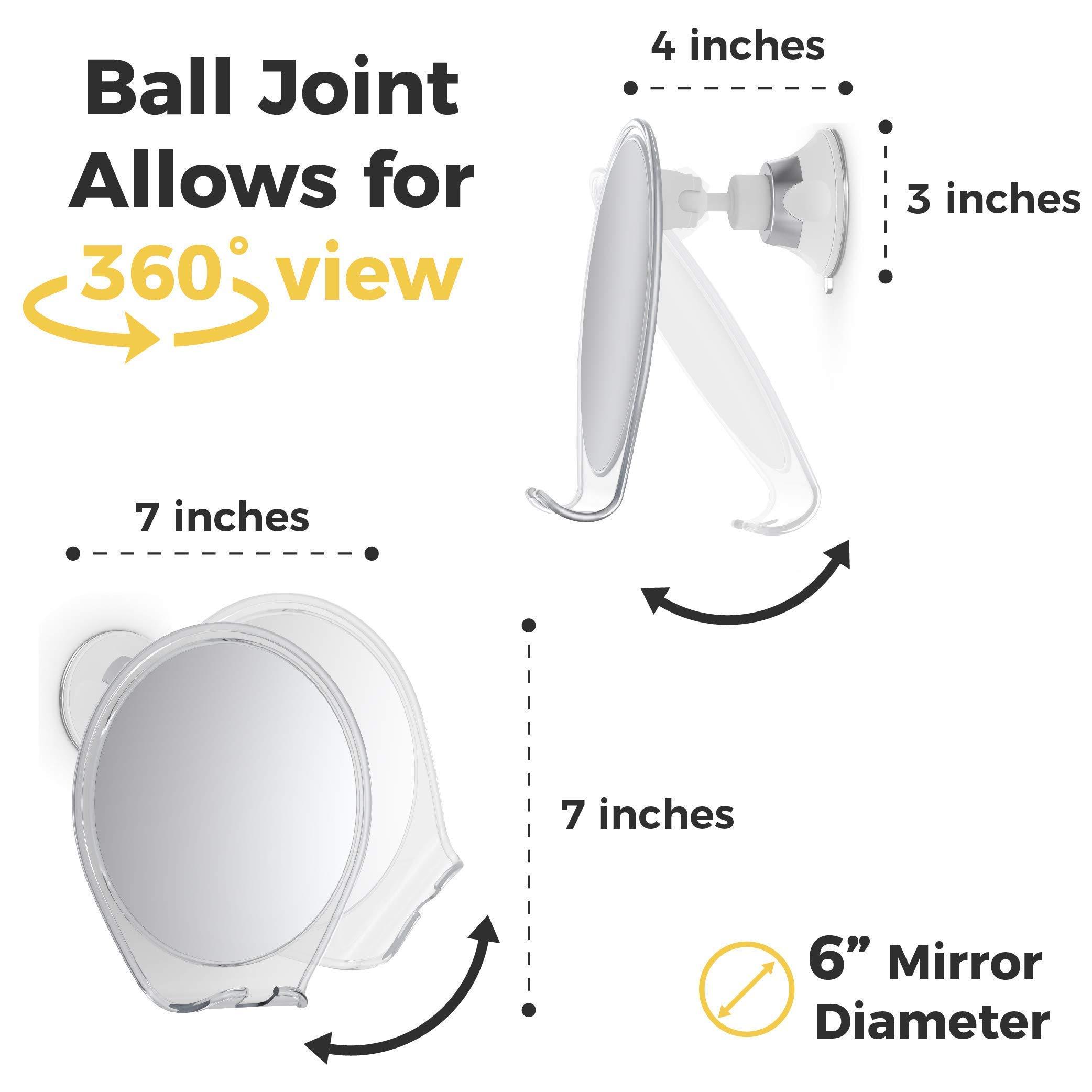 HoneyBull HoneyBull Shower Mirror Kit | Suction Cup & Hook Sticker (Large)